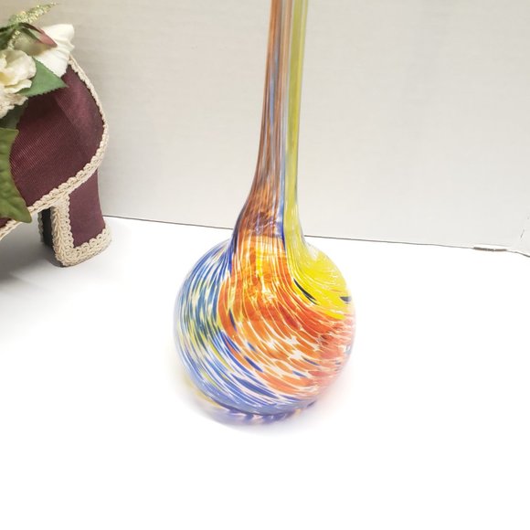 Red Blue & Yellow Swirl Hand Blown Table Decor - Picture 6 of 12